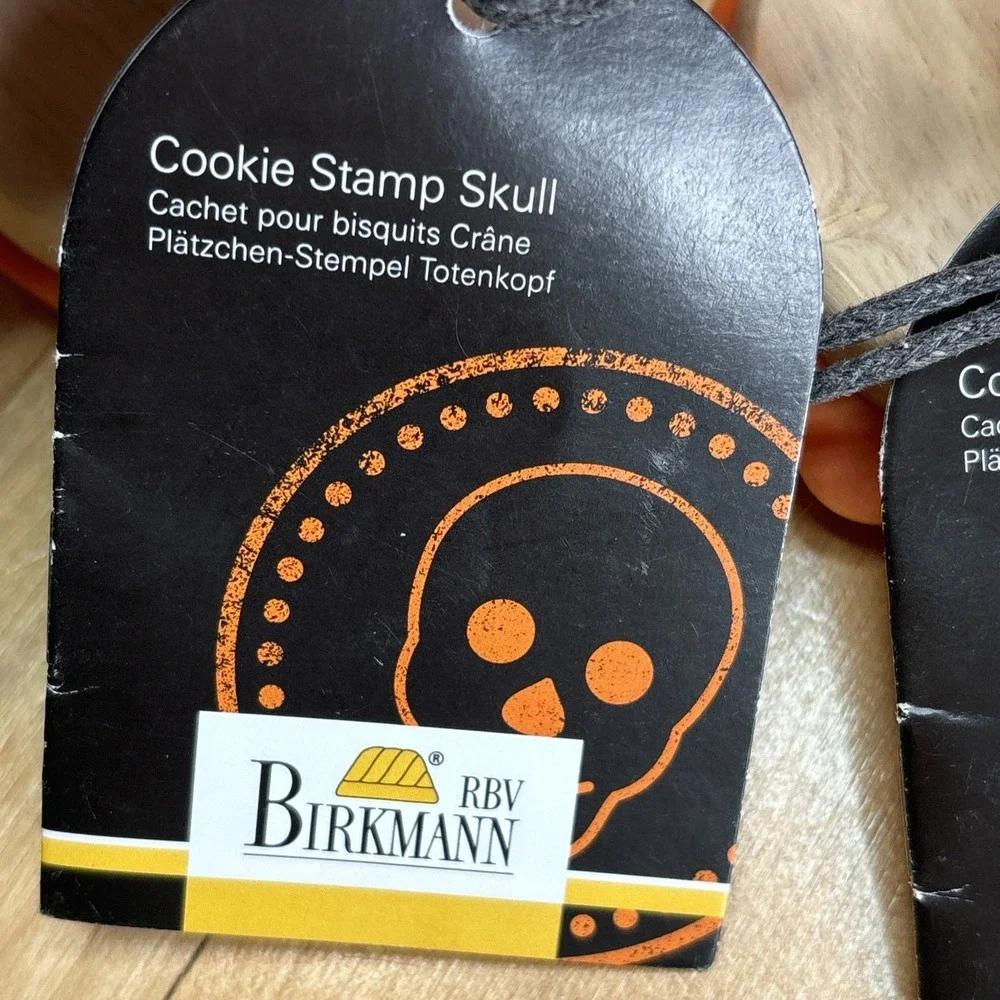 Birkman Halloween Cookie Stamper Skull Pumpkin Wooden‎ Handle Lot Of 2 Baking